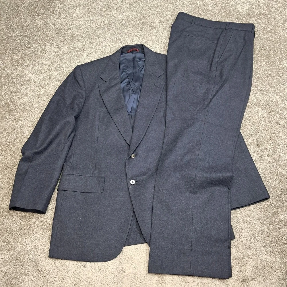 Hart Schaffner Marx Mens Pure Virgin Wool 2 Piece Suit Charcoal Gray 34x29